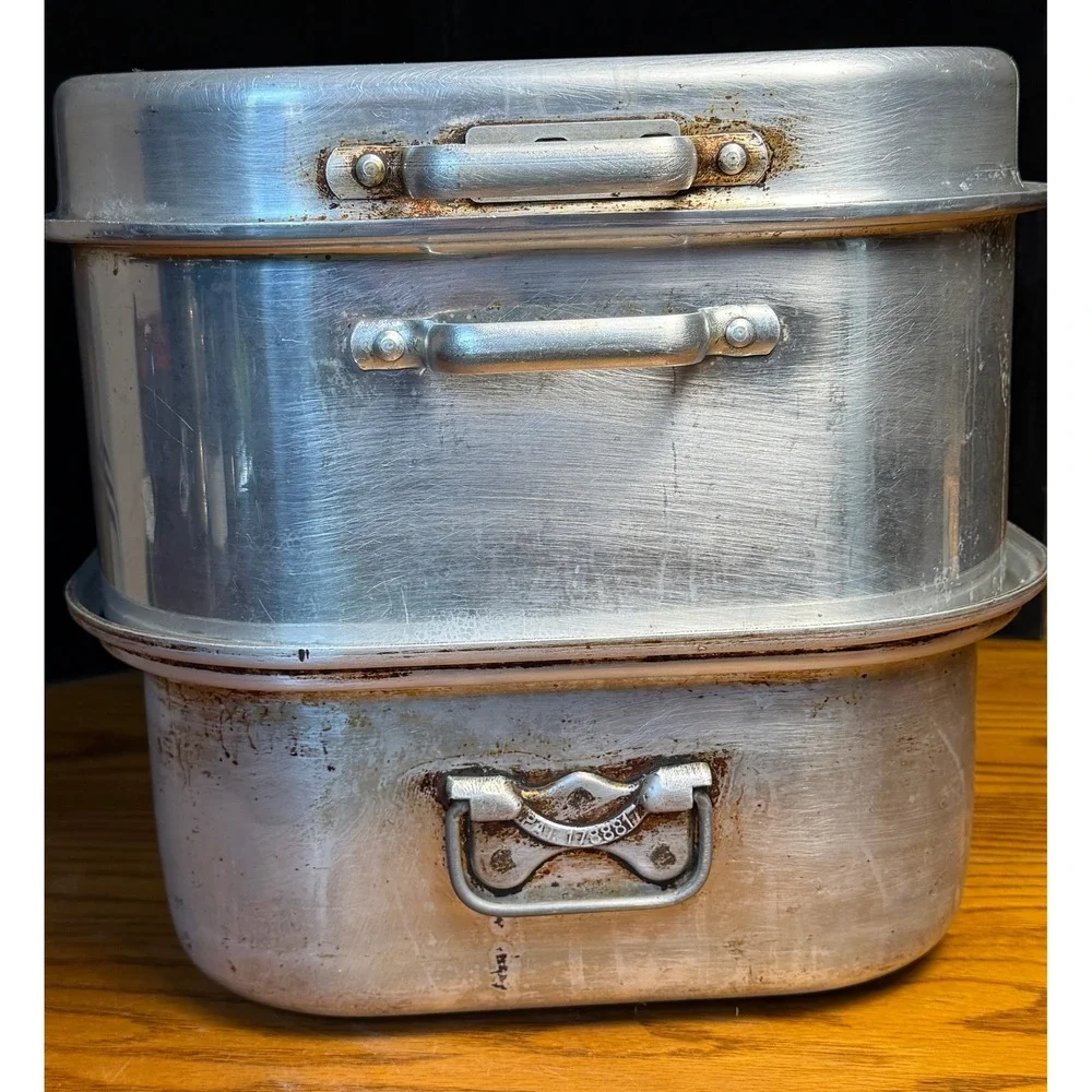 Vintage Wear-Ever Aluminum Roaster Steamer Set: No 825-LR 825-FR Made in USA